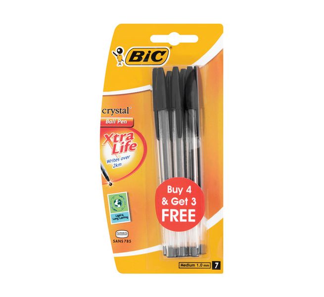 BIC Crystal Xtra Life 4+3 Black Ink (Pack of 10)